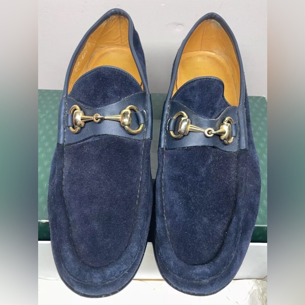 Vintage Gucci Loafers Blue Suede 40.5 original box and dust bag